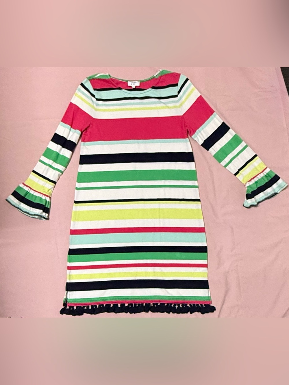 Crown & Ivy Girls Colorful Striped Tassel Dress Size XL